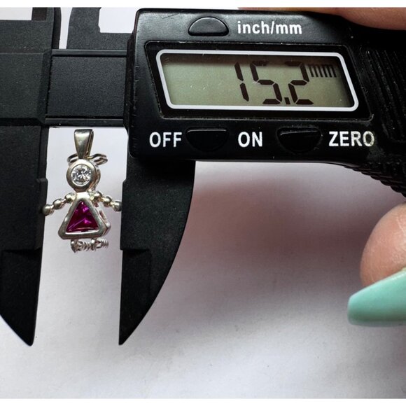 Vintage Sterling Silver 925 Girl Pendant Ruby Red Triangle Gem Estate Jewelry - Picture 6 of 9